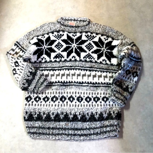 koza kanada Sweaters - KOZA KANADA Vintage wool sweater. Black grey white. Size large to XL. Hand knit